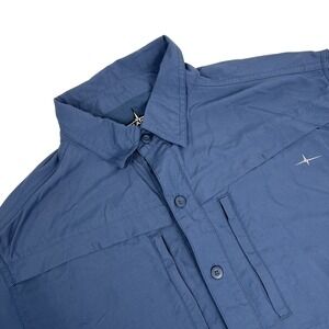 Habit‎ Shirt Mens Size M Short Sleeve Shirt Vented UPF 30+ Blue Fishing Hiking